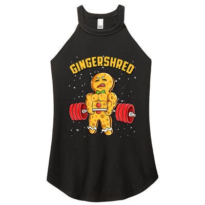 Gingershred Funny Gingerbread Man Gym Bodybuilding Christmas Women's Perfect Tri Rocker Tank