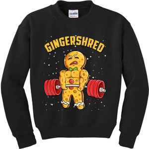 Gingershred Funny Gingerbread Man Gym Bodybuilding Christmas Kids Sweatshirt