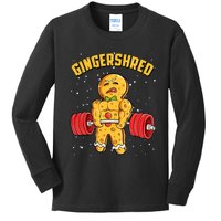 Gingershred Funny Gingerbread Man Gym Bodybuilding Christmas Kids Long Sleeve Shirt