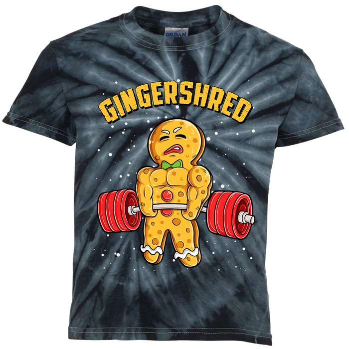 Gingershred Funny Gingerbread Man Gym Bodybuilding Christmas Kids Tie-Dye T-Shirt