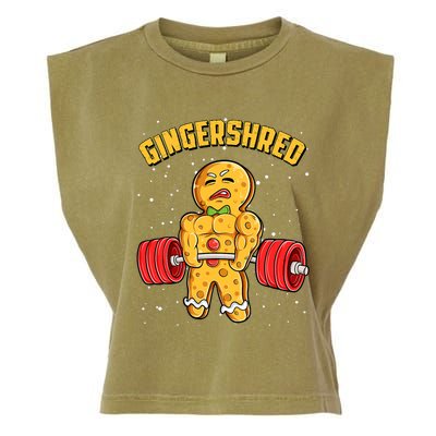 Gingershred Funny Gingerbread Man Gym Bodybuilding Christmas Garment-Dyed Women's Muscle Tee