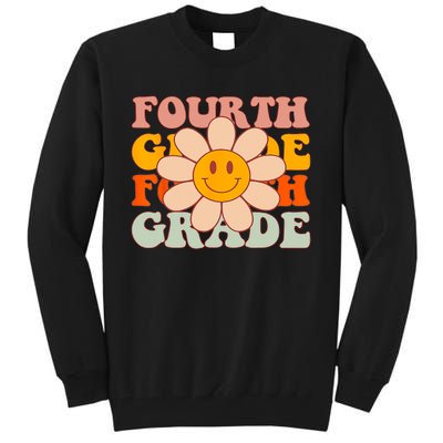 Groovy Fourth Grade Daisy Colorful Back To School Teacher Tall Sweatshirt