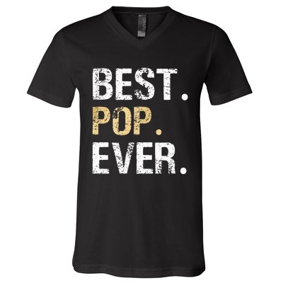 Gift From Granddaughter Grandson Grandkids Best Pop Ever V-Neck T-Shirt