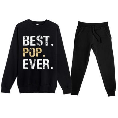 Gift From Granddaughter Grandson Grandkids Best Pop Ever Premium Crewneck Sweatsuit Set