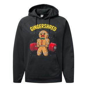 Gingershred Funny Gingerbread Man Gym Bodybuilding Christmas Performance Fleece Hoodie