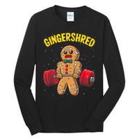 Gingershred Funny Gingerbread Man Gym Bodybuilding Christmas Tall Long Sleeve T-Shirt