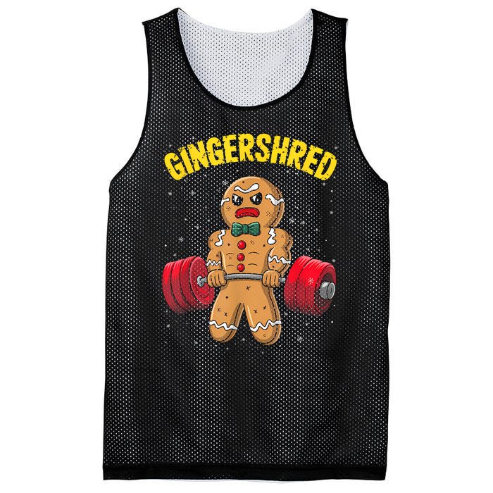 Gingershred Funny Gingerbread Man Gym Bodybuilding Christmas Mesh Reversible Basketball Jersey Tank