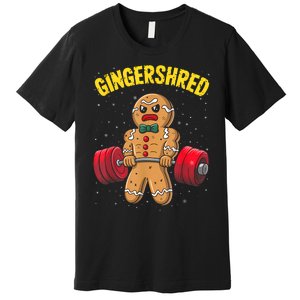 Gingershred Funny Gingerbread Man Gym Bodybuilding Christmas Premium T-Shirt