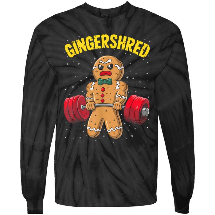 Gingershred Funny Gingerbread Man Gym Bodybuilding Christmas Tie-Dye Long Sleeve Shirt