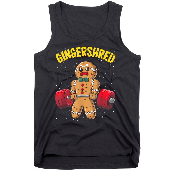 Gingershred Funny Gingerbread Man Gym Bodybuilding Christmas Tank Top