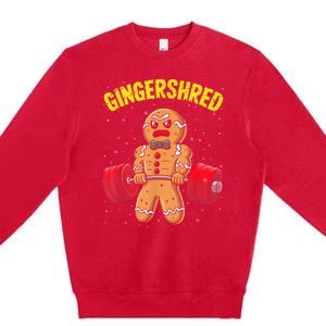 Gingershred Funny Gingerbread Man Gym Bodybuilding Christmas Premium Crewneck Sweatshirt