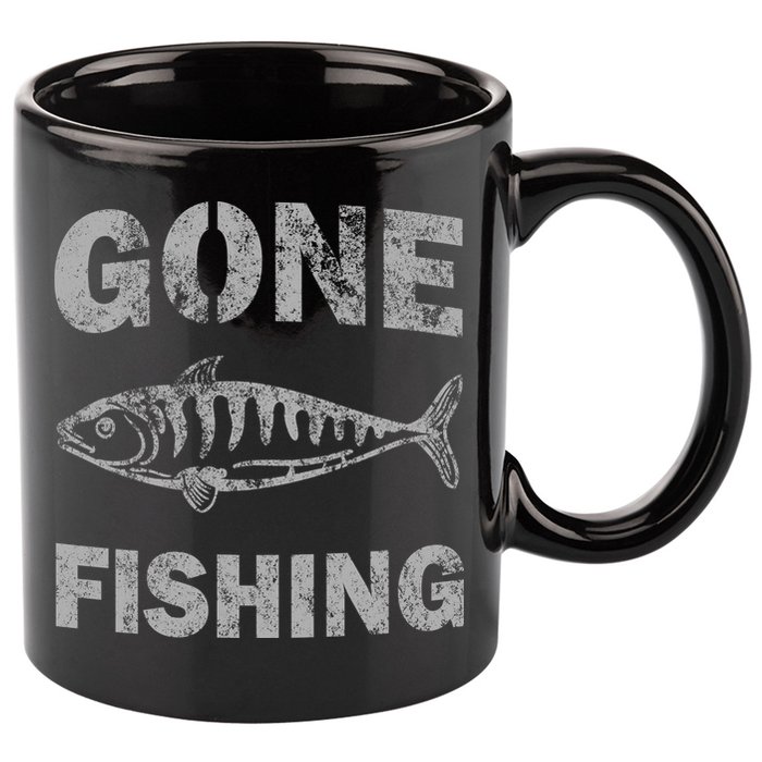 Gone Fishing 11oz C Handle Ceramic Mug