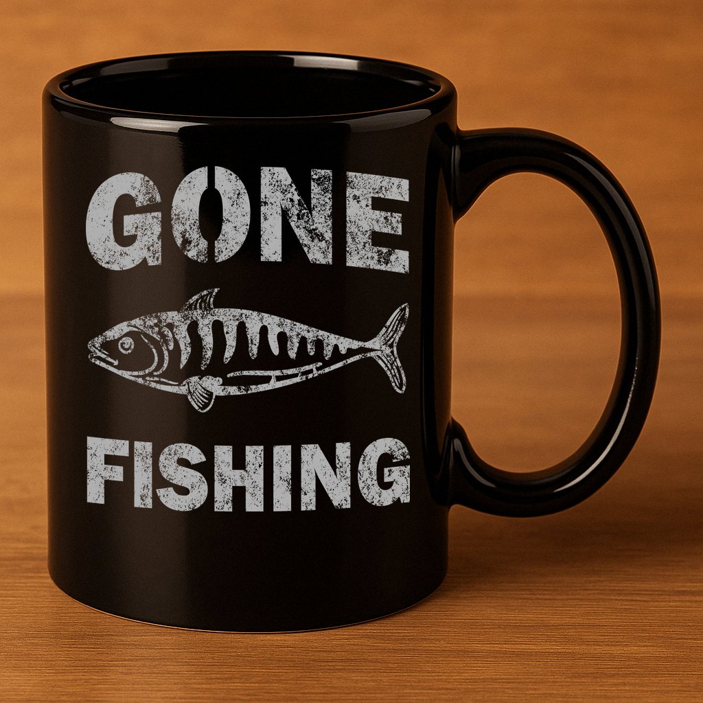 Gone Fishing 11oz C Handle Ceramic Mug