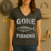Gone Fishing Women's V-Neck T-Shirt