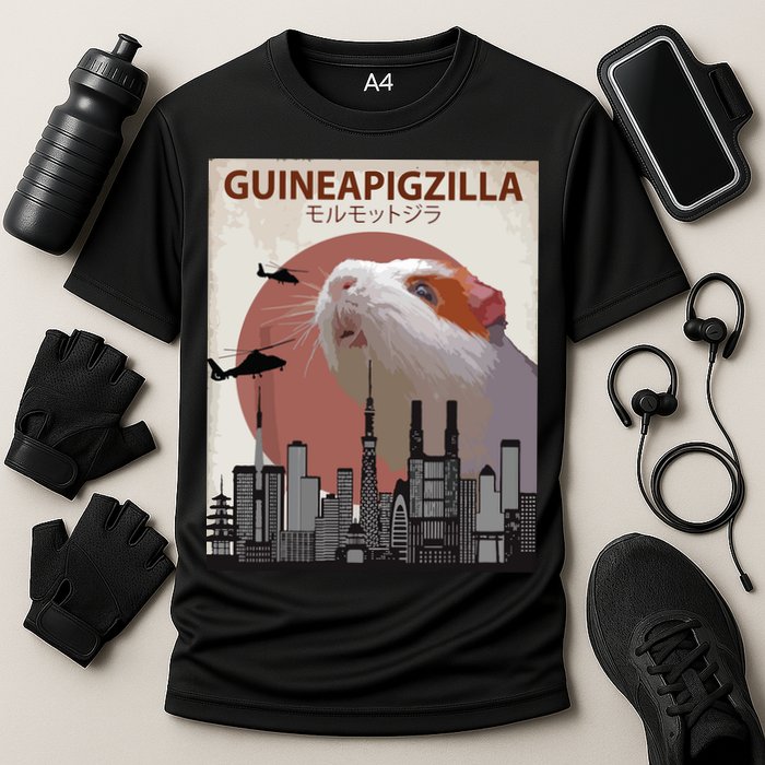 Guineapigzilla Funny Guinea Pig Gift Cooling Performance Crew T-Shirt
