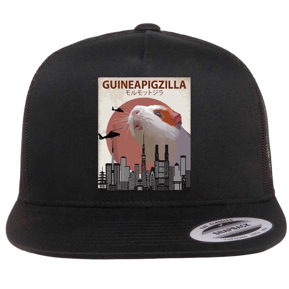 Guineapigzilla Funny Guinea Pig Gift Flat Bill Trucker Hat