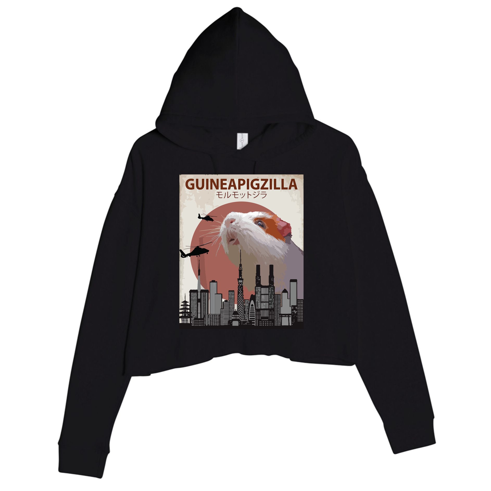 Guineapigzilla Funny Guinea Pig Gift Crop Fleece Hoodie