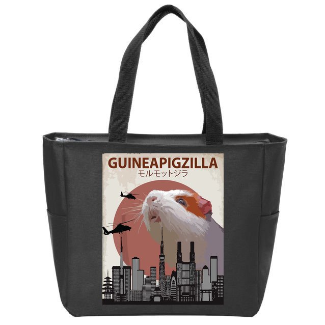 Guineapigzilla Funny Guinea Pig Gift Zip Tote Bag