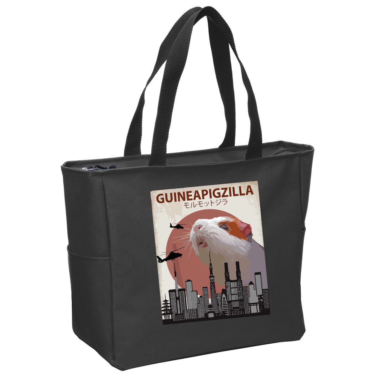 Guineapigzilla Funny Guinea Pig Gift Zip Tote Bag