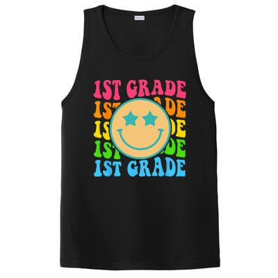 Groovy First Grade Vibes Face Retro Teachers Back To School PosiCharge Competitor Tank