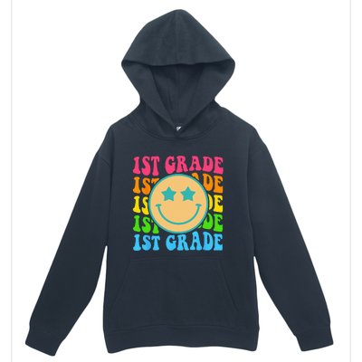 Groovy First Grade Vibes Face Retro Teachers Back To School Urban Pullover Hoodie