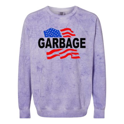 Garbage Funny Garbage Funny America Flag Colorblast Crewneck Sweatshirt