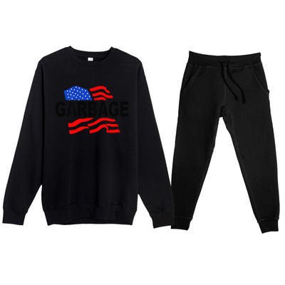 Garbage Funny Garbage Funny America Flag Premium Crewneck Sweatsuit Set