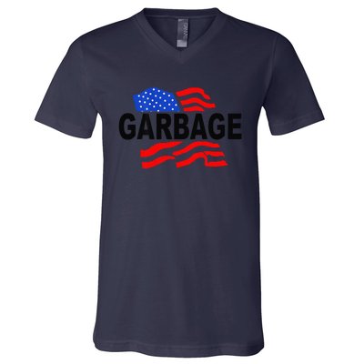 Garbage Funny Garbage Funny America Flag V-Neck T-Shirt