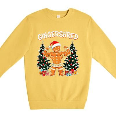 Gingershred Funny Gingerbread Man Gym Bodybuilding Christmas Premium Crewneck Sweatshirt