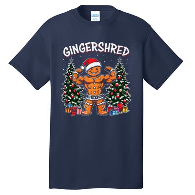 Gingershred Funny Gingerbread Man Gym Bodybuilding Christmas Tall T-Shirt