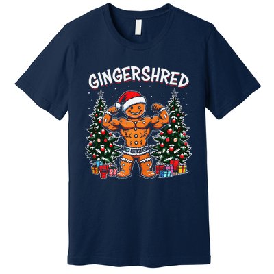 Gingershred Funny Gingerbread Man Gym Bodybuilding Christmas Premium T-Shirt