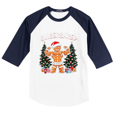 Gingershred Funny Gingerbread Man Gym Bodybuilding Christmas Baseball Sleeve Shirt