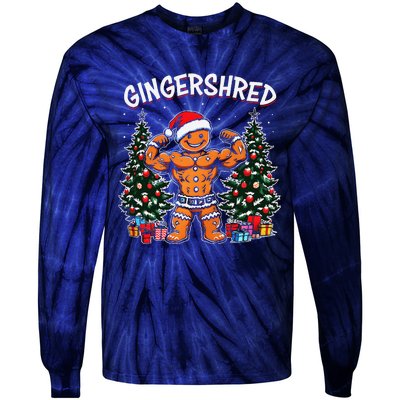 Gingershred Funny Gingerbread Man Gym Bodybuilding Christmas Tie-Dye Long Sleeve Shirt