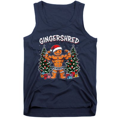 Gingershred Funny Gingerbread Man Gym Bodybuilding Christmas Tank Top