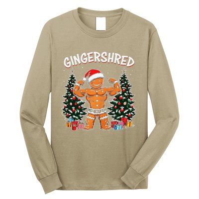 Gingershred Funny Gingerbread Man Gym Bodybuilding Christmas Long Sleeve Shirt