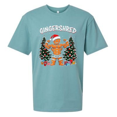 Gingershred Funny Gingerbread Man Gym Bodybuilding Christmas Sueded Cloud Jersey T-Shirt