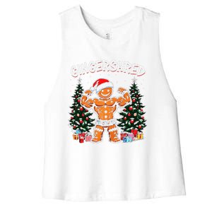 Gingershred Funny Gingerbread Man Gym Bodybuilding Christmas Women's Racerback Cropped Tank