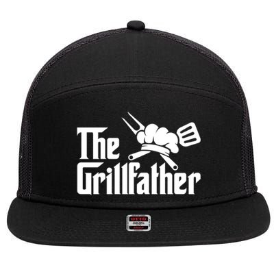 Grillfather Funny Grill Smoker Chef Dad Fathers Day Son Cute Gift 7 Panel Mesh Trucker Snapback Hat