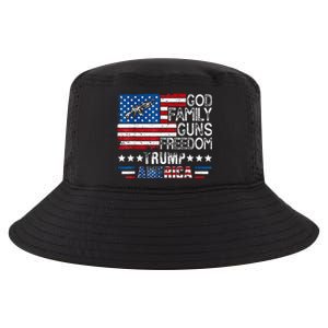 God Family Guns & Freedom Pro Trump 2024 Maga American Flag Cool Comfort Performance Bucket Hat