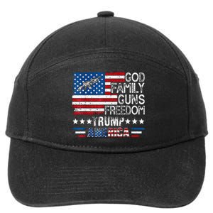 God Family Guns & Freedom Pro Trump 2024 Maga American Flag 7-Panel Snapback Hat