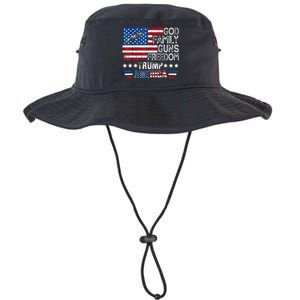 God Family Guns & Freedom Pro Trump 2024 Maga American Flag Legacy Cool Fit Booney Bucket Hat