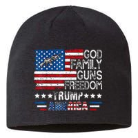 God Family Guns & Freedom Pro Trump 2024 Maga American Flag Sustainable Beanie