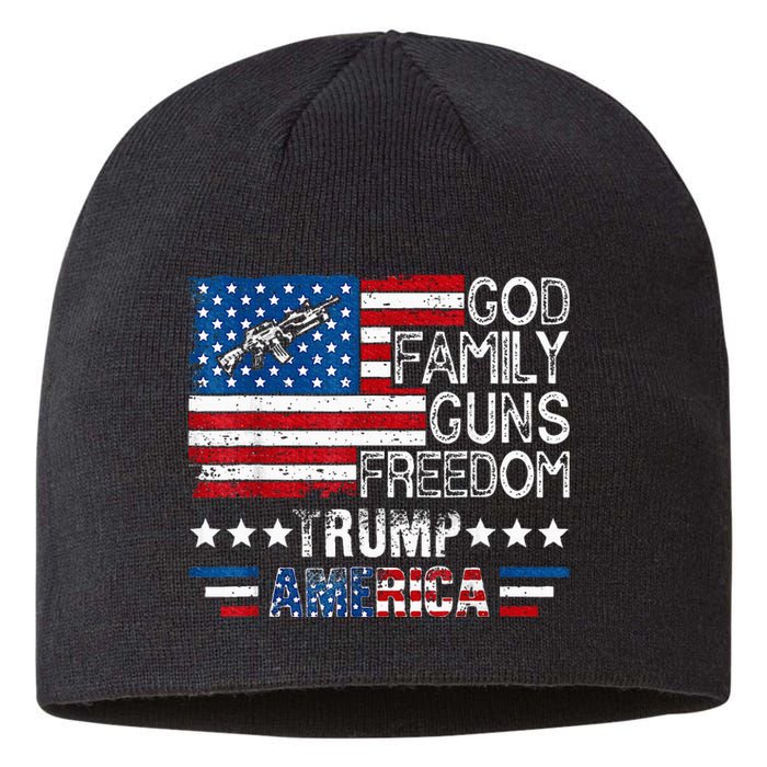 God Family Guns & Freedom Pro Trump 2024 Maga American Flag Sustainable Beanie