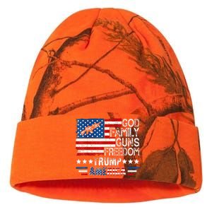 God Family Guns & Freedom Pro Trump 2024 Maga American Flag Kati Licensed 12" Camo Beanie