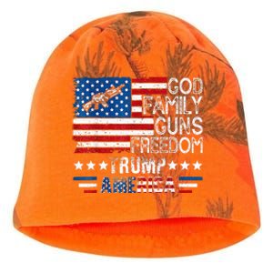 God Family Guns & Freedom Pro Trump 2024 Maga American Flag Kati - Camo Knit Beanie