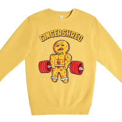 Gingershred Funny Gingerbread Gym Bodybuilding Christmas Premium Crewneck Sweatshirt