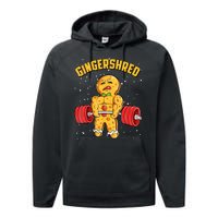 Gingershred Funny Gingerbread Gym Bodybuilding Christmas Performance Fleece Hoodie