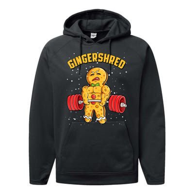 Gingershred Funny Gingerbread Gym Bodybuilding Christmas Performance Fleece Hoodie