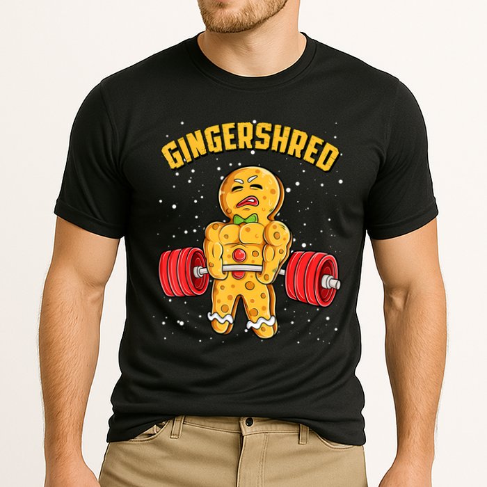 Gingershred Funny Gingerbread Gym Bodybuilding Christmas Cooling Performance Crew T-Shirt