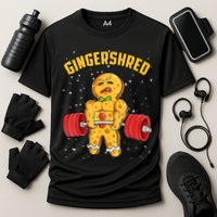 Gingershred Funny Gingerbread Gym Bodybuilding Christmas Cooling Performance Crew T-Shirt